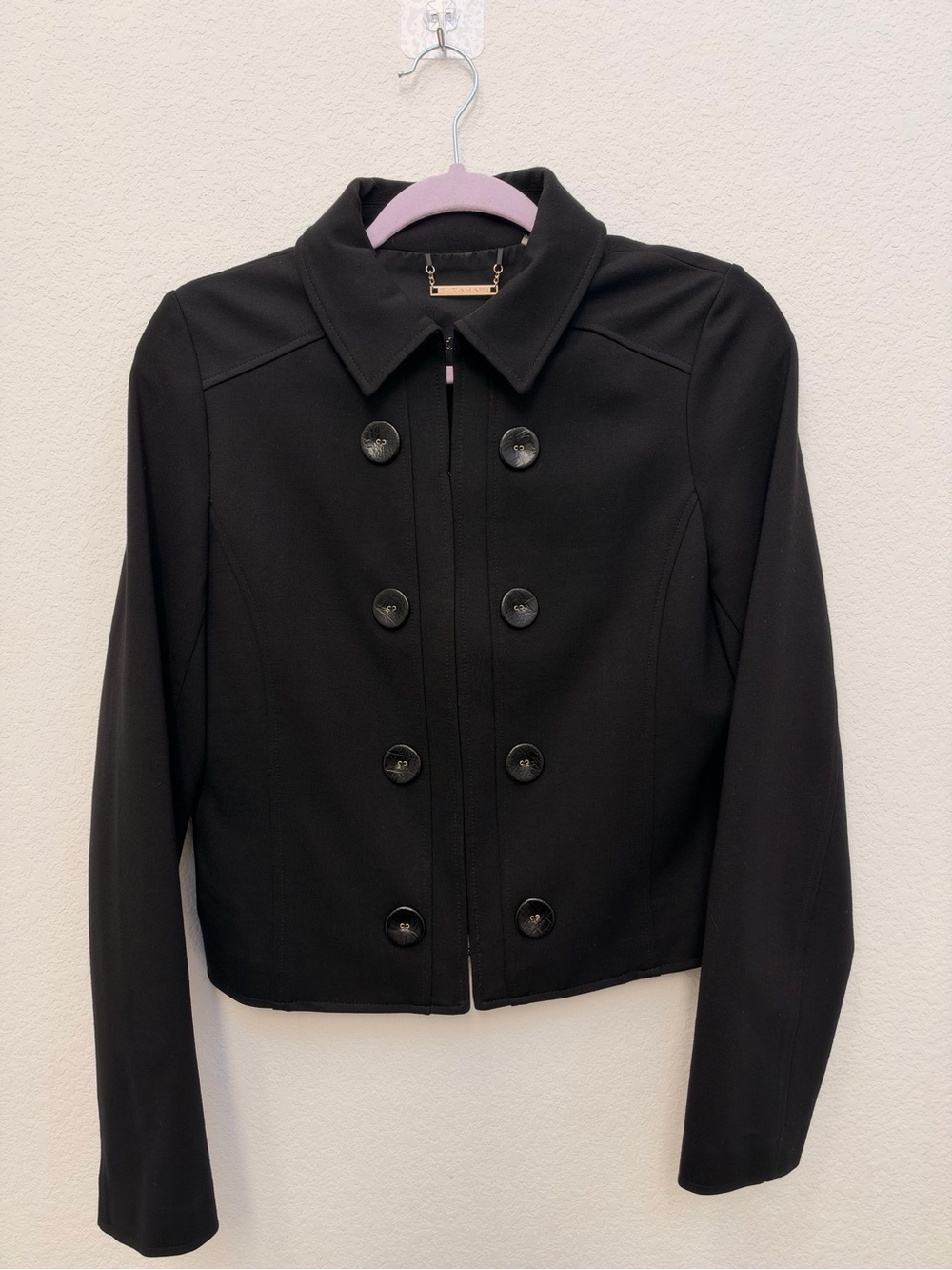 Tahari Black Button Front Jacket Size 6 Like New